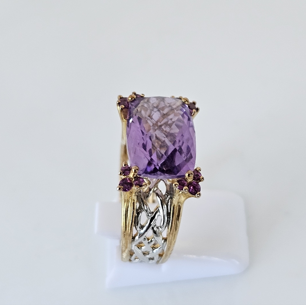 Retired Victoria Weick Amethyst & Garnet Ring 14k & Sterling Silver Ring Sz 7! - Picture 6 of 11